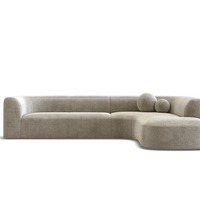 Los Angeles 6 Seat Right Facing Corner Terminal with Ball Cushions in Quanta Fabric Turtledove