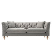 Ashby Chesterfield Large 3-Seater Sofa, Mist Grey Chenille