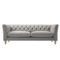 Ashby Chesterfield Large 3-Seater Sofa, Mist Grey Chenille