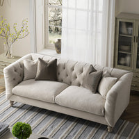 Ashby Chesterfield Large 3-Seater Sofa, Oatmeal Chenille