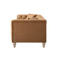 Ashby Chesterfield Large 3-Seater Sofa, Tan Faux Leather