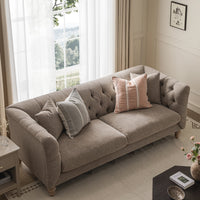 Ashby Chesterfield Large 3-Seater Sofa, Taupe Chenille