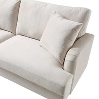 Brigette 3-Seater Beige Velvet Sofa with Antique Brass Castor Legs