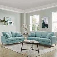 Brigette 3-Seater Mint Soft Brushed Sofa with Antique Brass Castor Legs