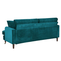 Brigette 3-Seater Teal Velvet Sofa with Antique Brass Castor Legs