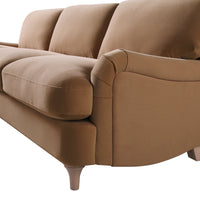 Daphnis Camel Velvet Sofa, Grande Chaise Sofa Left Hand Facing