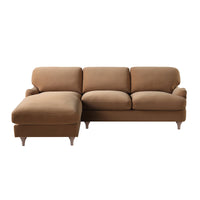 Daphnis Camel Velvet Sofa, Grande Chaise Sofa Left Hand Facing