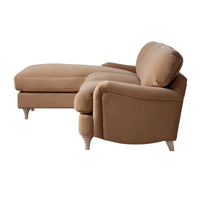 Daphnis Camel Velvet Sofa, Grande Chaise Sofa Left Hand Facing