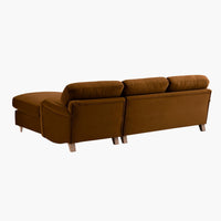 Daphnis Cinnamon Velvet Sofa, Grande Chaise Sofa Right Hand Facing