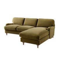 Daphnis Fudge Velvet Sofa, Grande Chaise Sofa Right Hand Facing