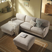 Daphnis Oatmeal Fabric Sofa, Grande Chaise Sofa Left Hand Facing