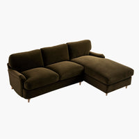 Daphnis Seaweed Velvet Sofa, Grande Chaise Right Hand Facing
