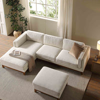Dipley Beige Boucle Fabric Sofa Grande Chaise Sofa Left Hand Facing