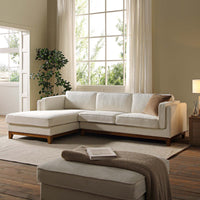 Dipley Beige Boucle Fabric Sofa Grande Chaise Sofa Left Hand Facing