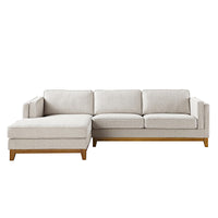 Dipley Oatmeal Woven Fabric Sofa, Grande Chaise Sofa Left Hand Facing