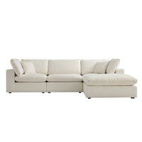 Lutyens Beige Linen Blend Modular Sofa 3-Piece Chaise