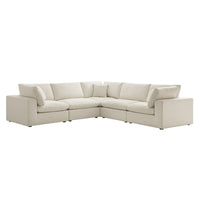 Lutyens Beige Linen Blend Modular Sofa 5-Piece Corner Set