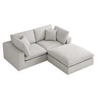 Lutyens Light Grey Linen Blend Modular Sofa 2-Piece Chaise