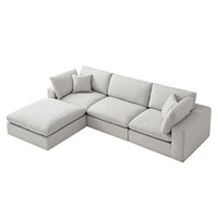 Lutyens Light Grey Linen Blend Modular Sofa 3-Piece Chaise