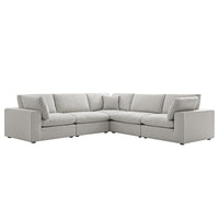 Lutyens Light Grey Linen Blend Modular Sofa, 5-Piece Corner Set