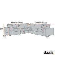 Lutyens Light Grey Linen Blend Modular Sofa, 5-Piece Corner Set