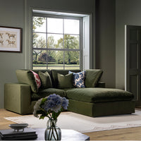 Lutyens Moss Green Velvet Modular Sofa 2-Piece Chaise