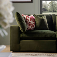 Lutyens Moss Green Velvet Modular Sofa 2-Piece Chaise
