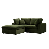 Lutyens Moss Green Velvet Modular Sofa 2-Piece Chaise