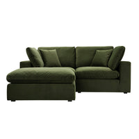 Lutyens Moss Green Velvet Modular Sofa 2-Piece Chaise