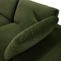Lutyens Moss Green Velvet Modular Sofa 3-Piece Chaise