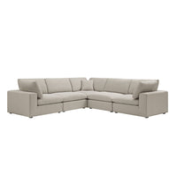 Lutyens Oatmeal Weave Fabric Blend Modular Sofa 5-Piece Corner Set