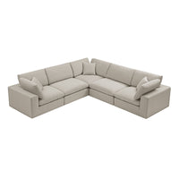 Lutyens Oatmeal Weave Fabric Blend Modular Sofa 5-Piece Corner Set