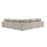 Lutyens Oatmeal Weave Fabric Blend Modular Sofa 5-Piece Corner Set
