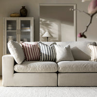 Lutyens Oatmeal Weave Fabric Modular Sofa, 3-Piece