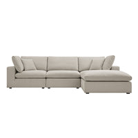 Lutyens Oatmeal Weave Fabric Modular Sofa 3-Piece Chaise