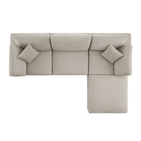 Lutyens Oatmeal Weave Fabric Modular Sofa 3-Piece Chaise