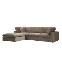 Lutyens Taupe Velvet Modular Sofa 3-Piece Chaise