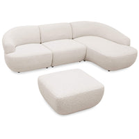 Aura Modular Sofa with Right Chaise and Square Ottoman