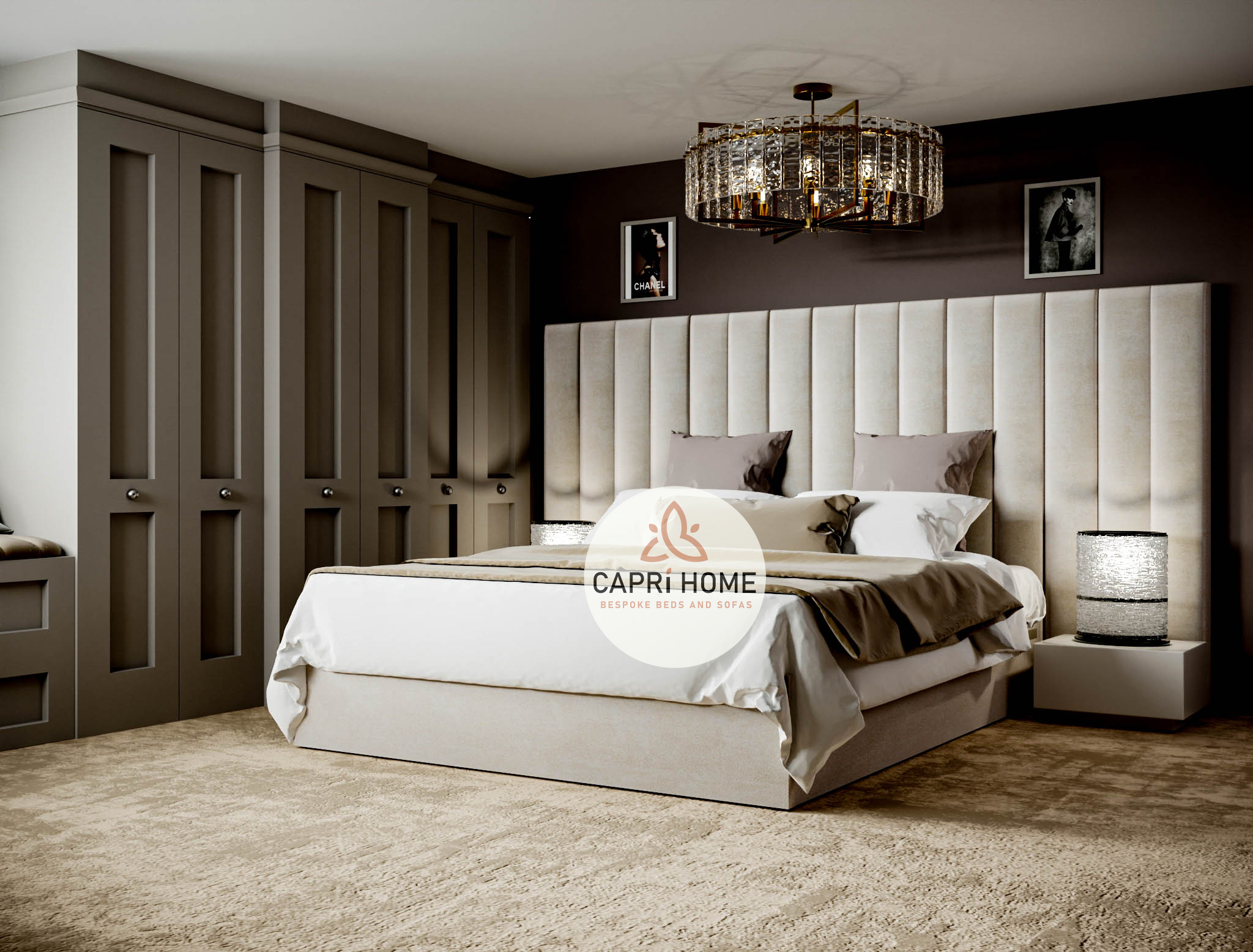 Maxine Extended Large Headboard Upholstered Bed