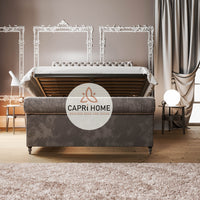 Lenora Upholstered Fabric Chesterfield Sleigh Bed, Sleigh Bed, Chesterfield Bed, Upholstered Bed, Fabric Bed, New Bed