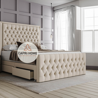 Divan Bed, Chesterfield Bed, Storage bed, Chesterfield Bed, Fabric Bed, Cream Bed