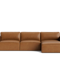 Denver 3 Seat & Right Facing Chaise in Dakota Leather Tan