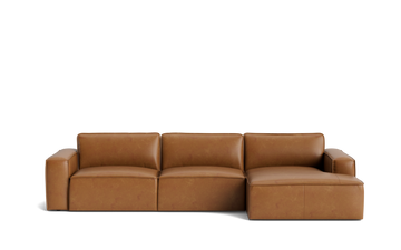 Denver 3 Seat & Right Facing Chaise in Dakota Leather Tan