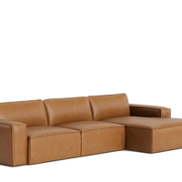 Denver 3 Seat & Right Facing Chaise in Dakota Leather Tan