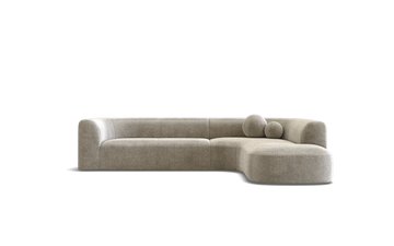 Los Angeles 6 Seat Right Facing Corner Terminal with Ball Cushions in Quanta Fabric Turtledove