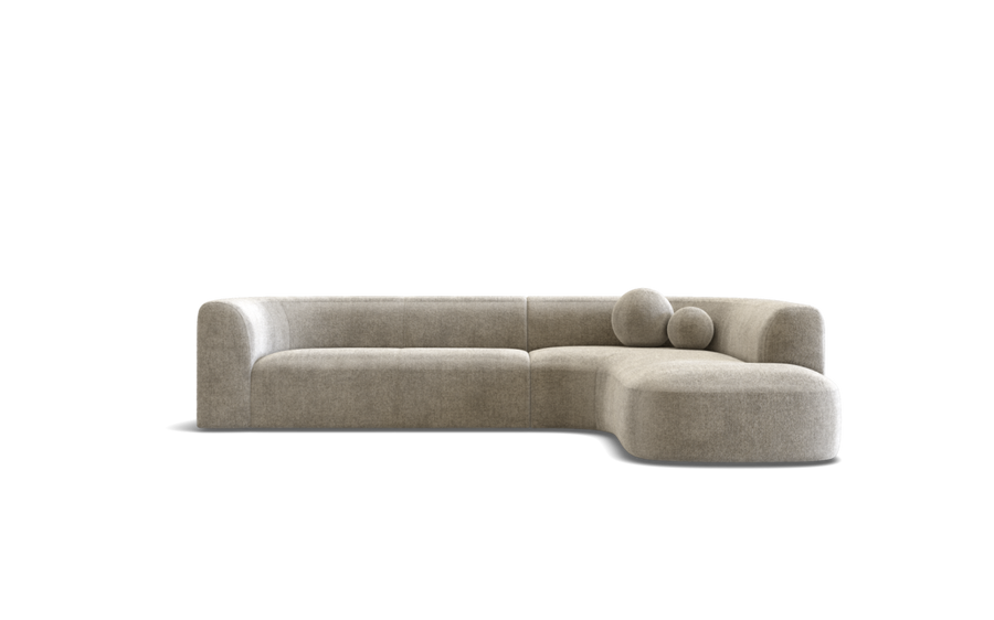 Los Angeles 6 Seat Right Facing Corner Terminal with Ball Cushions in Quanta Fabric Turtledove