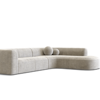 Los Angeles 6 Seat Right Facing Corner Terminal with Ball Cushions in Quanta Fabric Turtledove