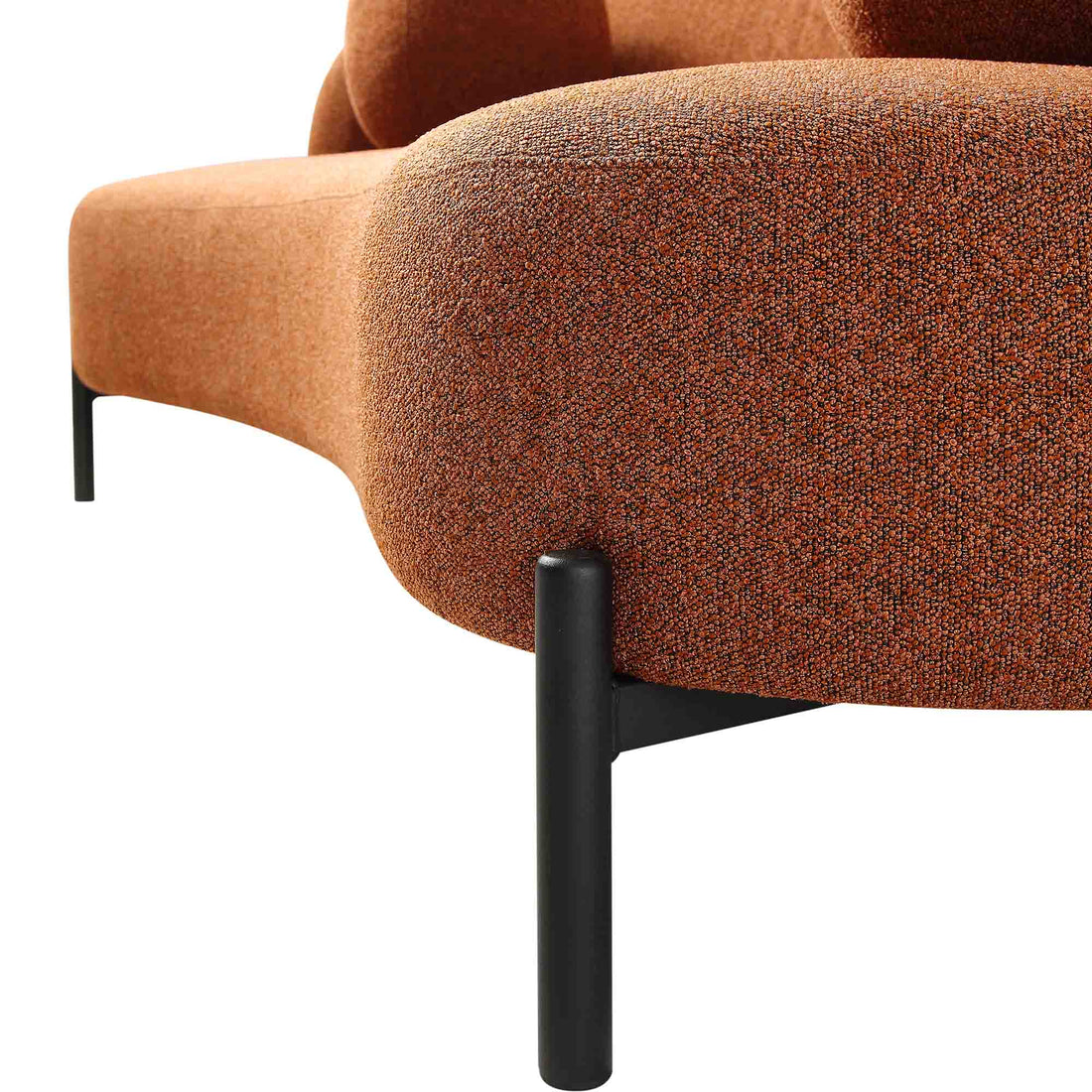 Amboise 3-Seater Curved Sofa with Ball Cushions, Brick Boucle