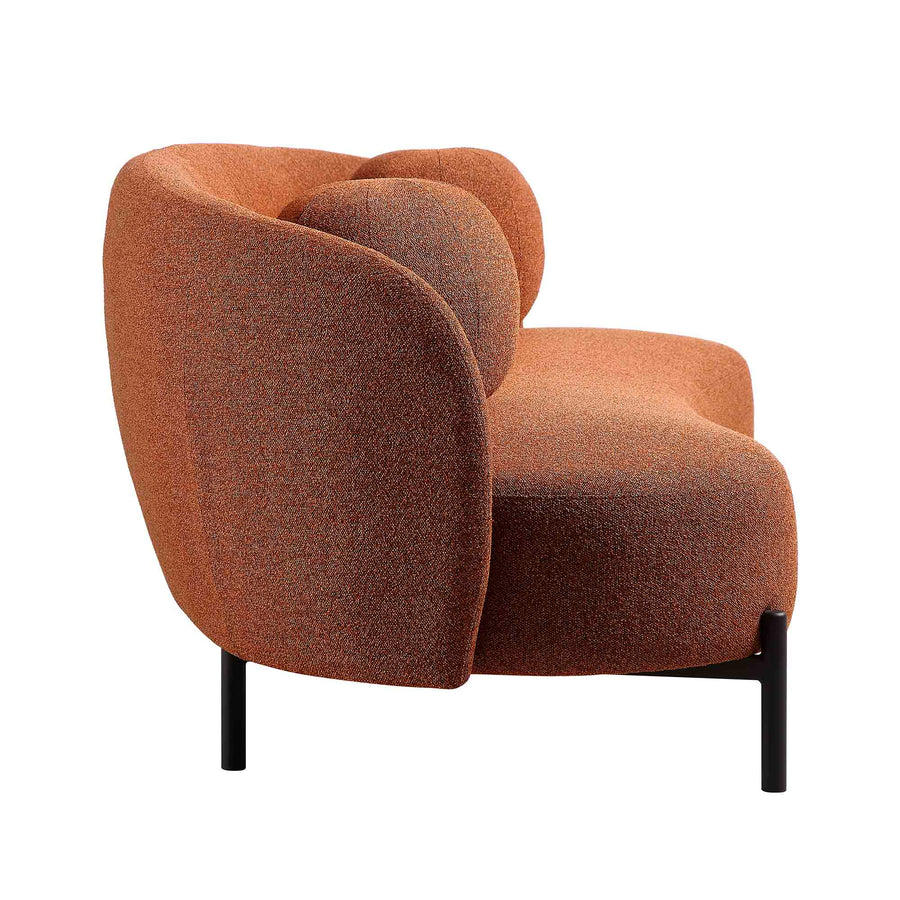 Amboise 3-Seater Curved Sofa with Ball Cushions, Brick Boucle