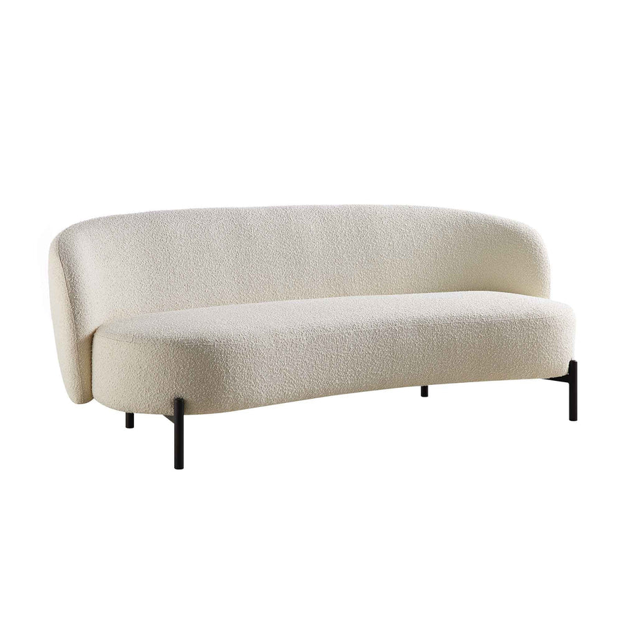 Amboise 3-Seater Curved Sofa with Ball Cushions, Ecru Boucle